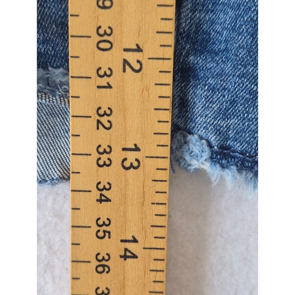 Signature Levi Strauss High Rise Denim Shorts Womens 14 W32 Blue Raw Hem Stretch - Picture 7 of 11
